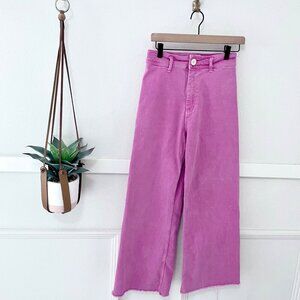 Zara Marine Straight Leg Jeans Pink Distressed Hem Size 6 Y2K